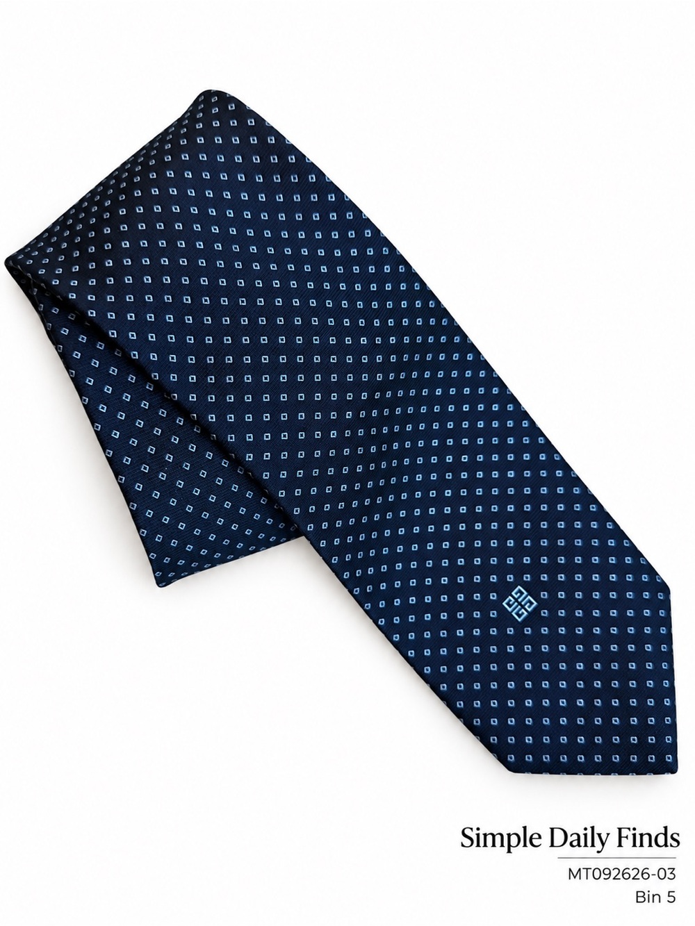 Givenchy Monsieur Navy Blue Geometric Logo Tie 80% Polyester 20% Silk